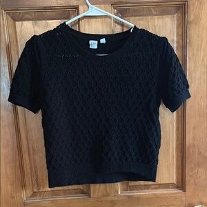 GAP Black Textured Short Sleeve Tee
